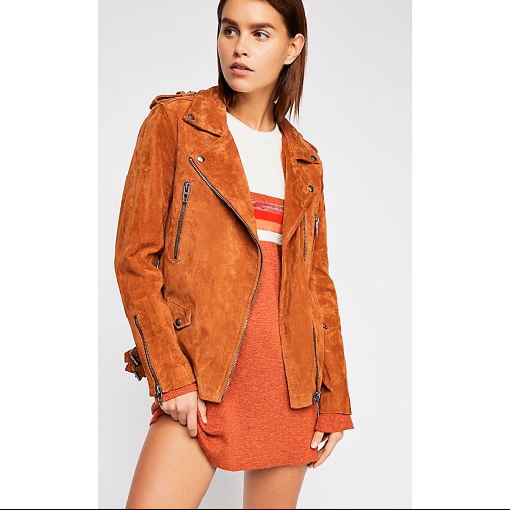 NWT Free People Long Suede Moto Jacket